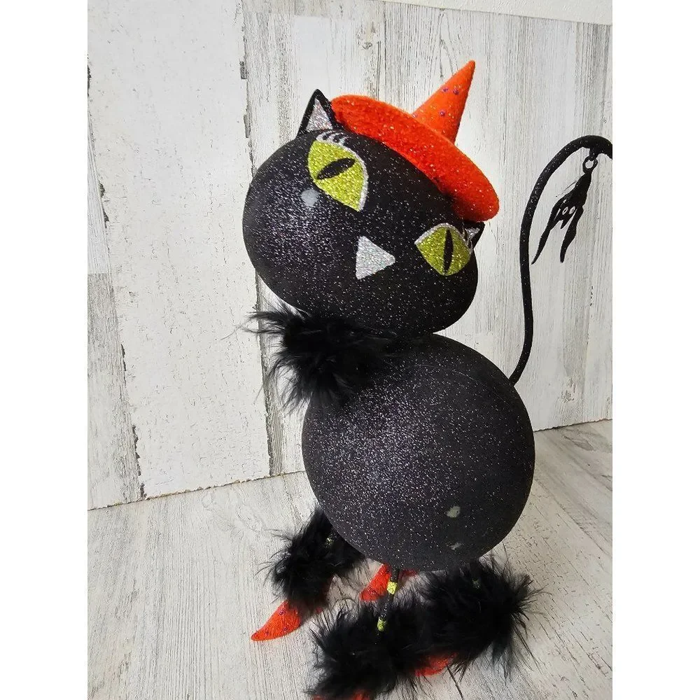 Pier 1 glitter cat bat Halloween vintage rare‎ decor fabulous glitter